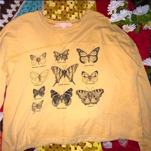 Cropped butterfly long sleeve shirt (little bit of sweatshirt material inside)